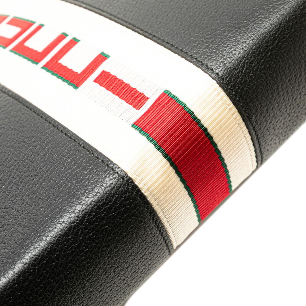 Gucci Web Stripe Clutch Bag Shoulder Black Leather - Picture 4 of 9